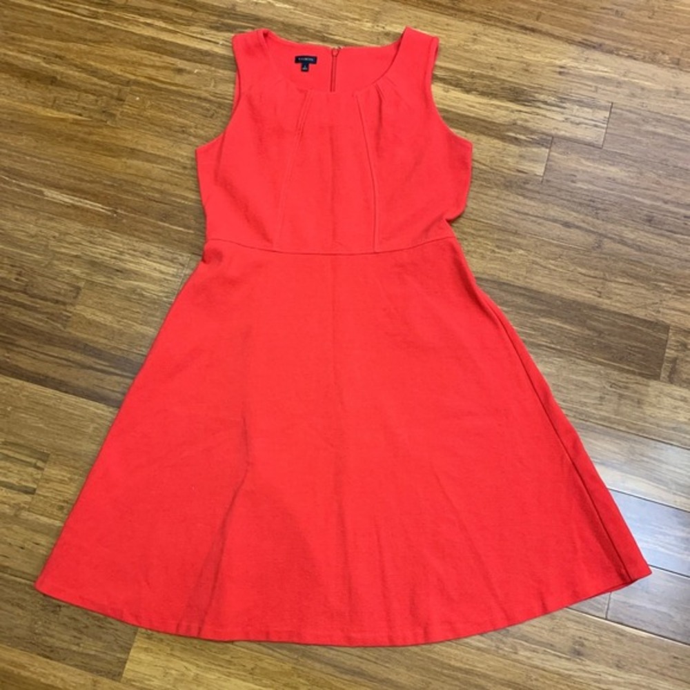 Talbots Red Dress Womens Size Large Sleeveless Fit & Flare Textured Career Party